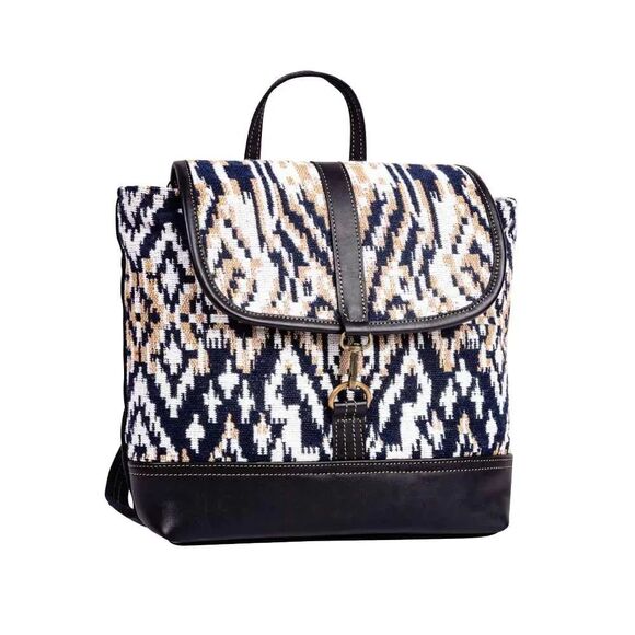 Myra Bag Handmade Jenson Backpack Upcycled Canvas & Cowhide Leather main image 10